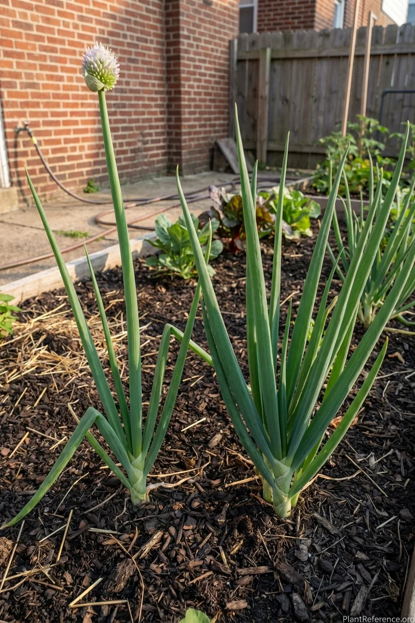 Onion bolting problem in Philadelphia showing difference between bolted and normal onion development