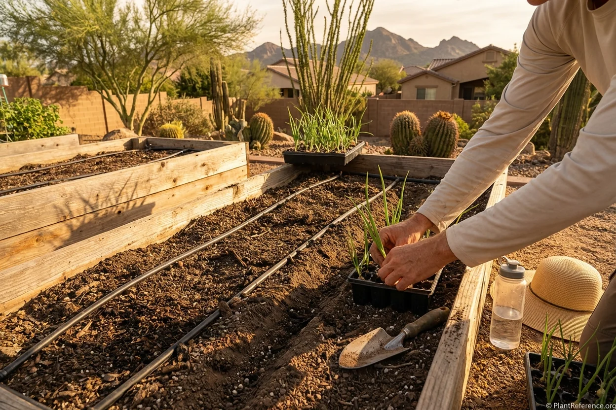 Planting onions in Phoenix during October for proper desert timing