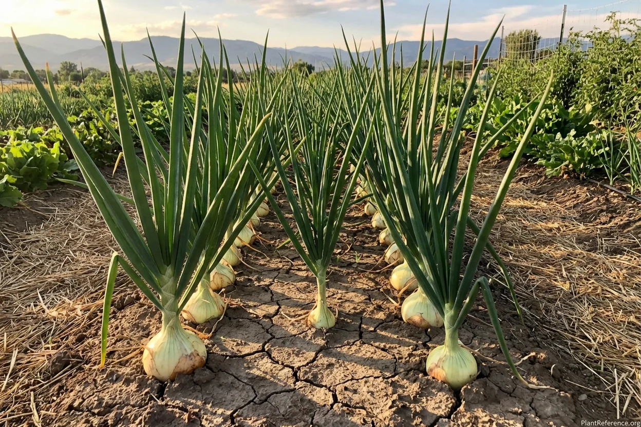 Onion bulbing stage in Salt Lake City Zone 7a showing proper development timing