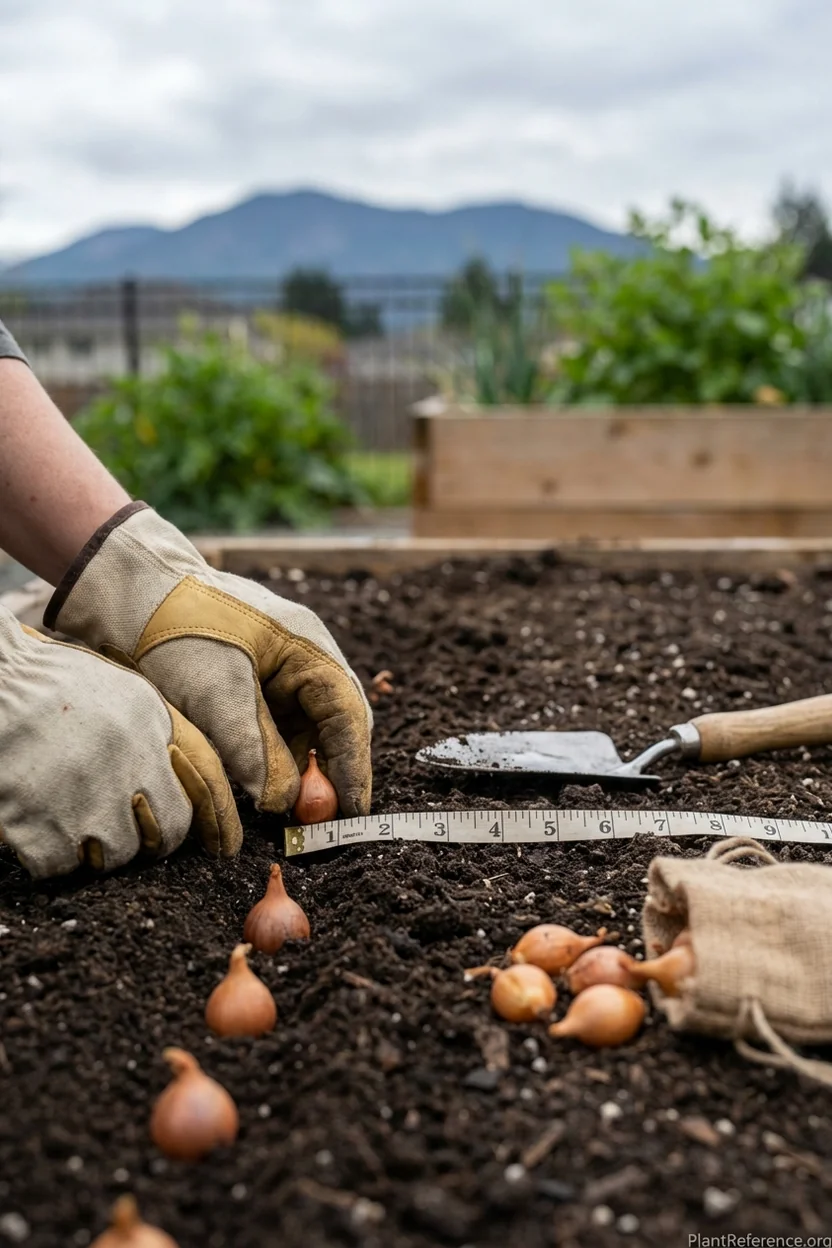 Proper onion set planting depth and spacing for Salt Lake City Zone 7a mountain valley garden