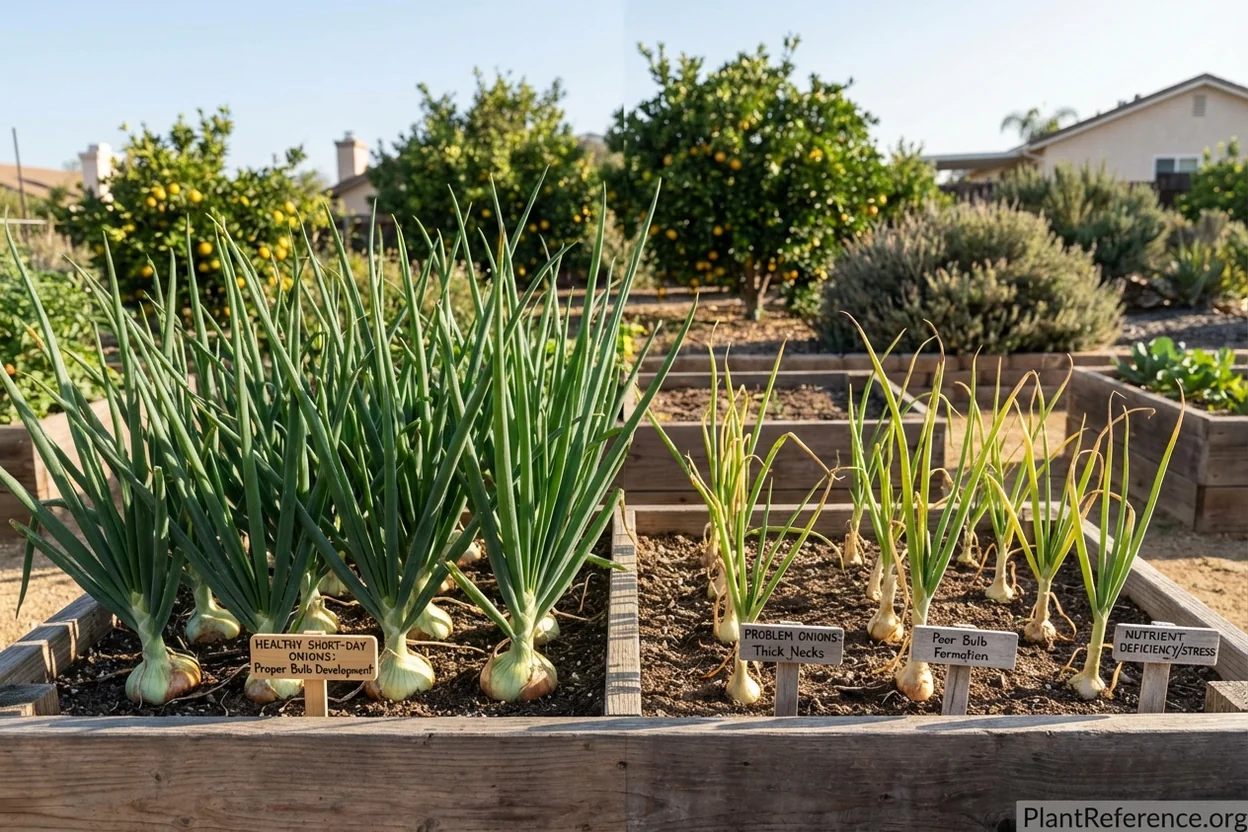 Healthy onions versus common problems in San Diego Zone 10b gardens