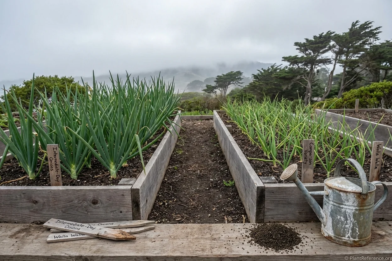 Best onion varieties for San Francisco Zone 10a climate comparison in garden