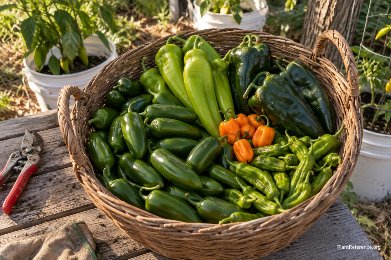 Colorful pepper harvest from Austin Zone 8b garden with fresh jalapeños
