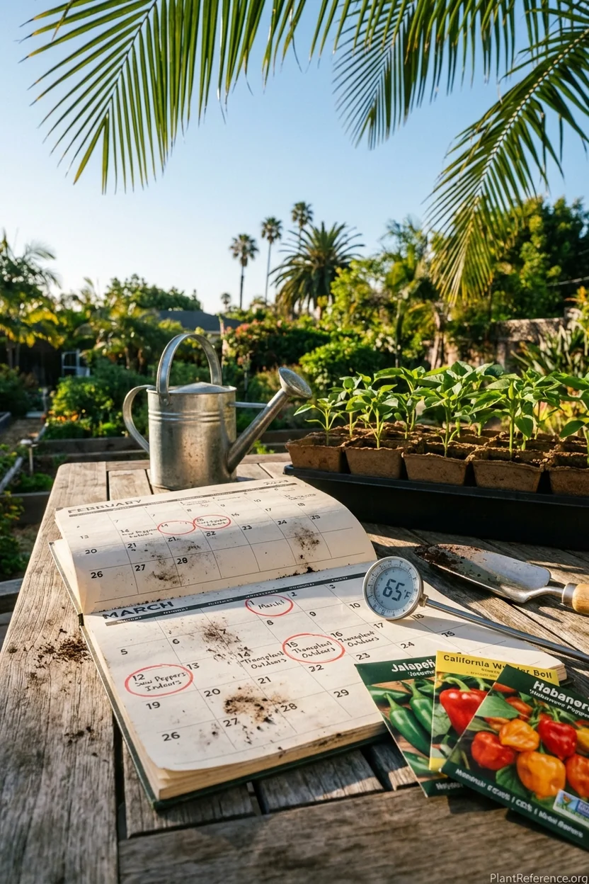 Detailed planting calendar for peppers in Los Angeles Zone 10b with optimal timing