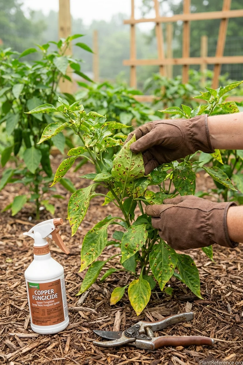 Pepper plant bacterial spot disease Nashville Zone 7a humid climate treatment