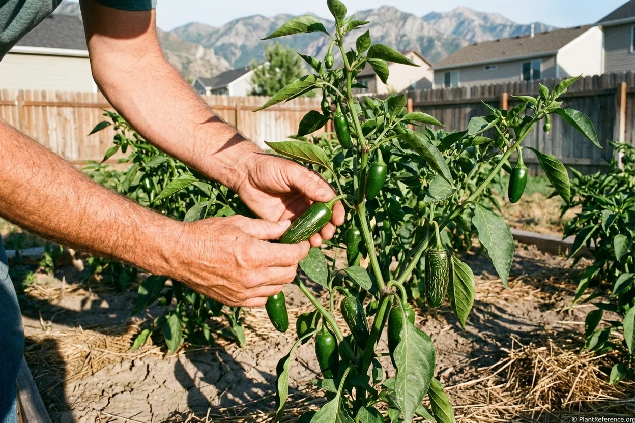 Healthy jalapeño peppers growing successfully in Salt Lake City Zone 7a garden