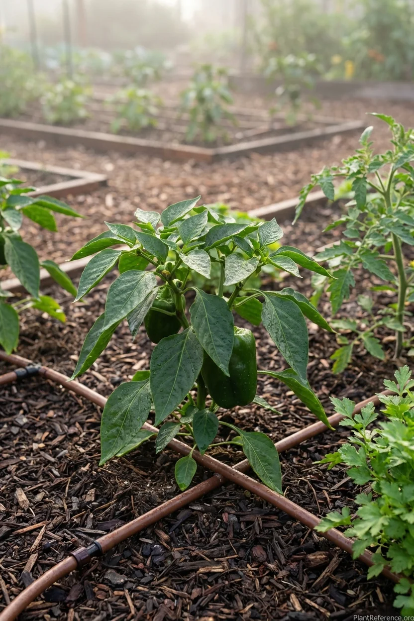 Pepper plant in San Francisco showing healthy growth with proper spacing and care for humid Zone 10a climate