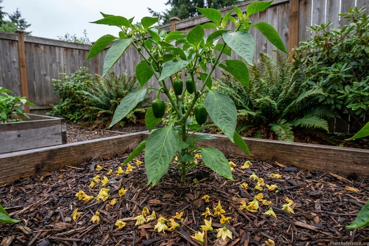 Pepper blossom drop caused by cool Seattle nights