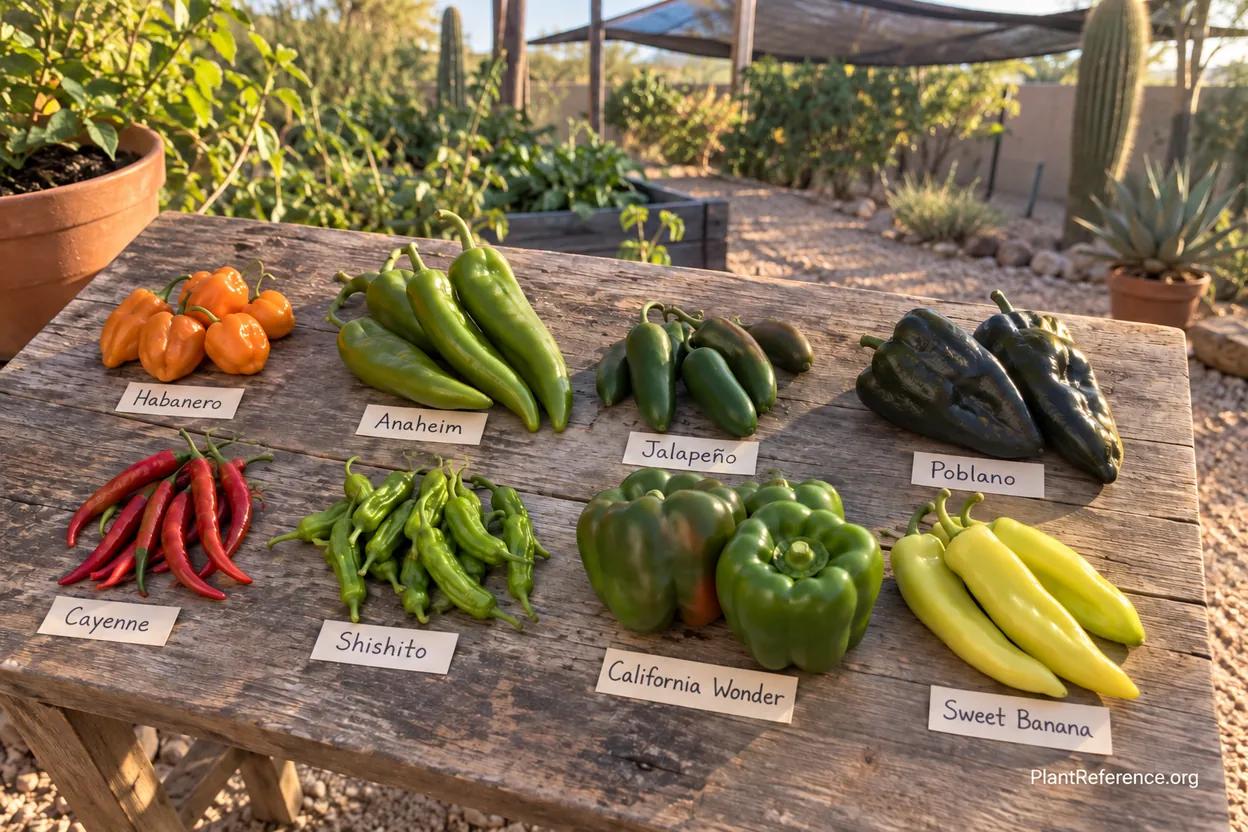 Eight pepper varieties compared for Phoenix Zone 9b desert gardens