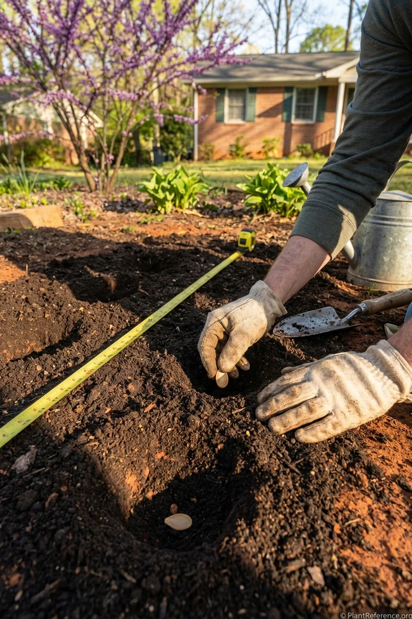 Hands planting squash seeds in Atlanta garden bed demonstrating proper spacing for Zone 8a growing conditions