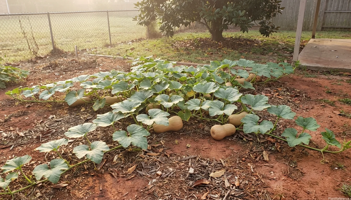 Butternut squash growing in Houston garden showing successful Zone 9a cultivation