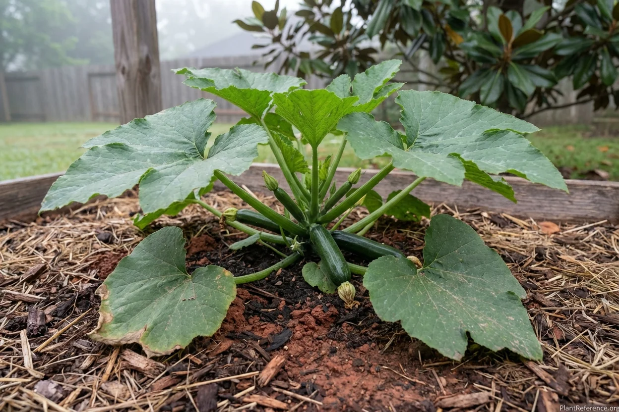 Black Beauty zucchini thriving in Houston's challenging red clay soil conditions