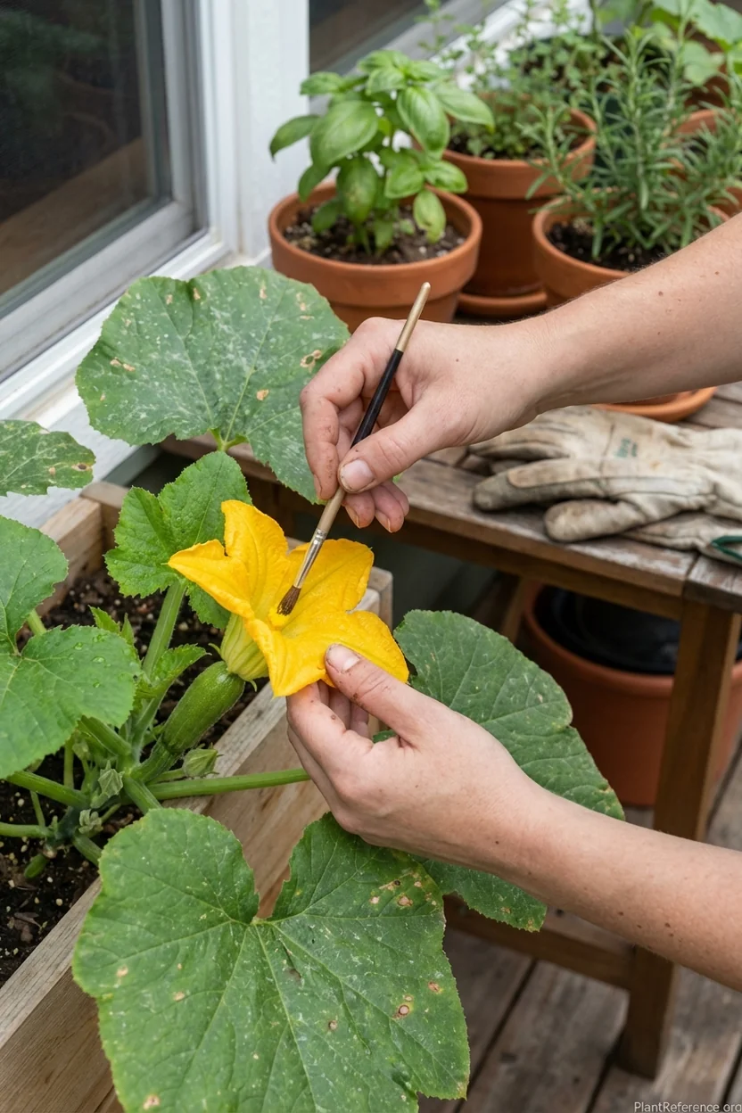 Hand pollinating squash flowers Minneapolis garden technique Zone 4a