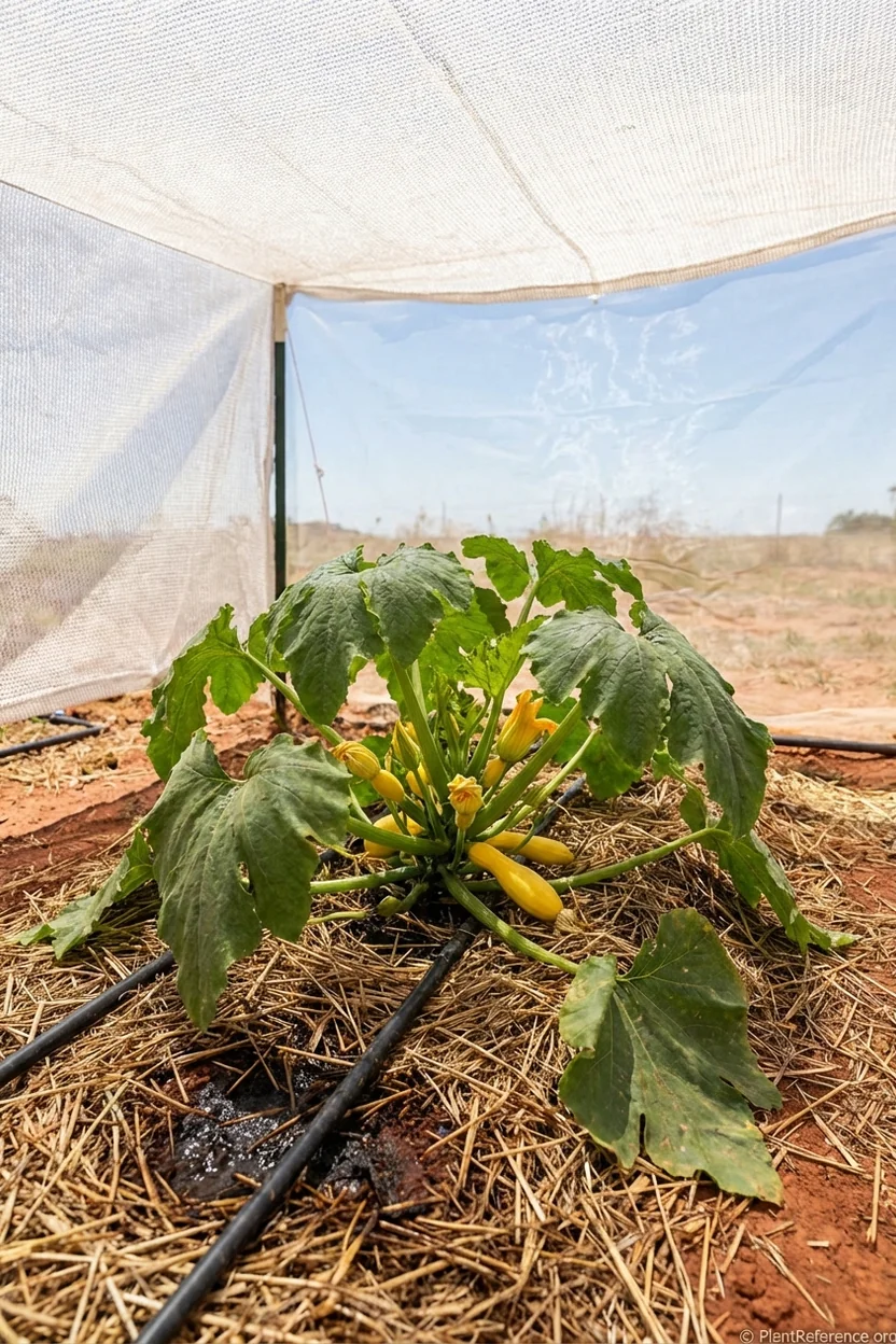 Managing squash heat stress in Oklahoma City with shade cloth and mulching techniques