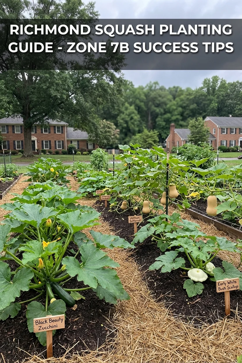 Richmond squash planting guide for Zone 7b with specific dates and varieties