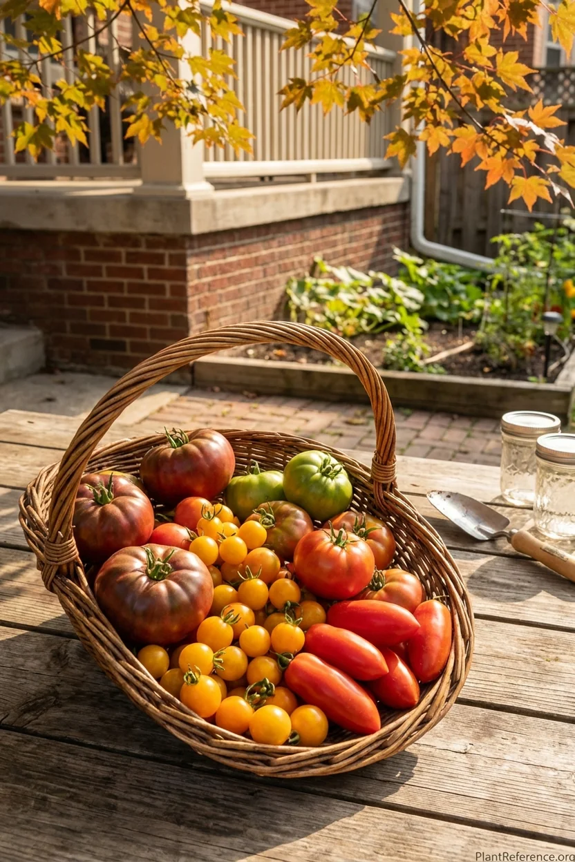Mixed tomato harvest showing different varieties grown successfully in Boston Zone 6b