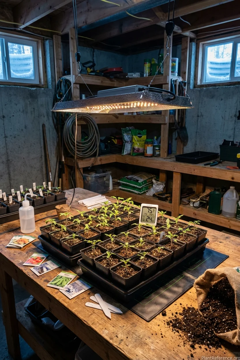 Starting tomato seeds indoors in Anchorage Alaska with grow lights and heat mats for Zone 4b gardening