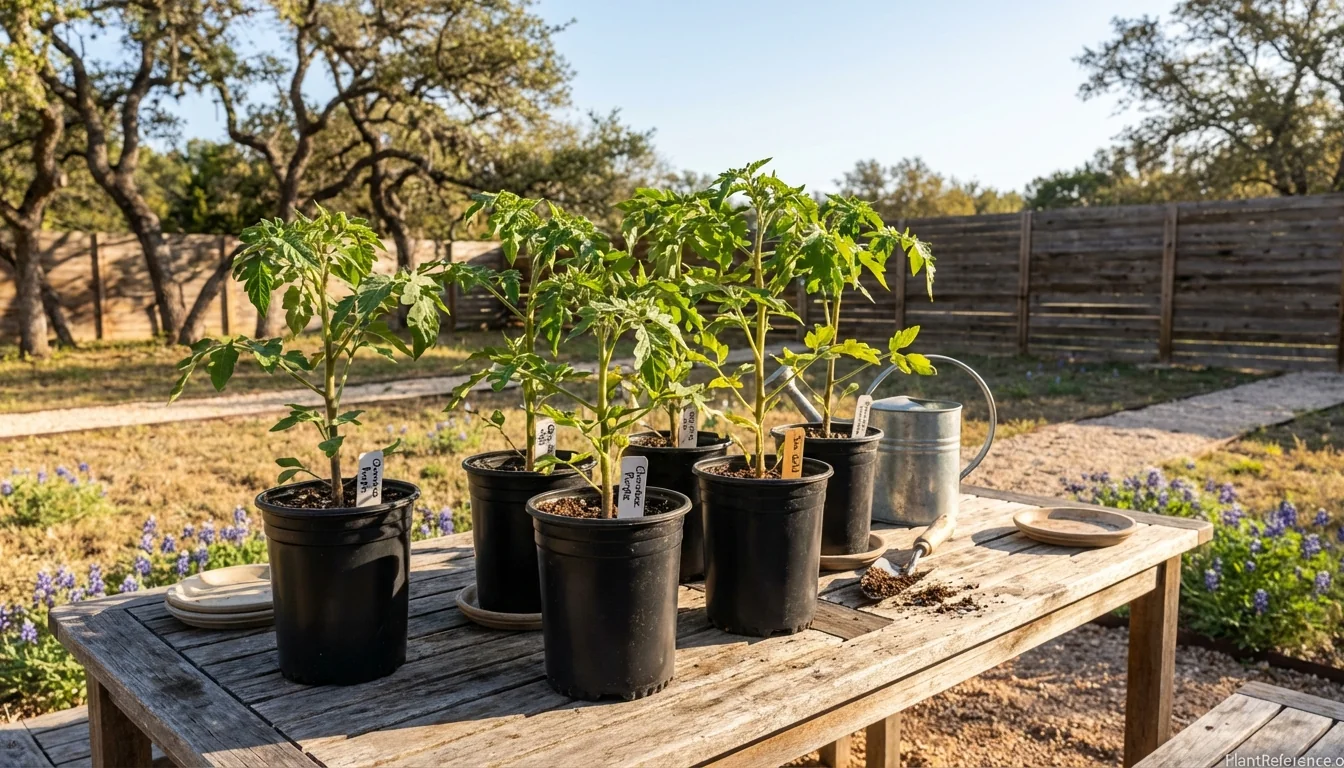 Tomato seedlings ready for planting in Austin Texas Zone 8b garden