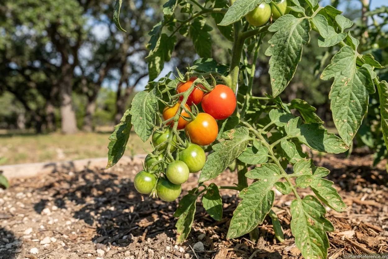 Early Girl tomatoes ripening on vine in Austin Texas Zone 8b garden