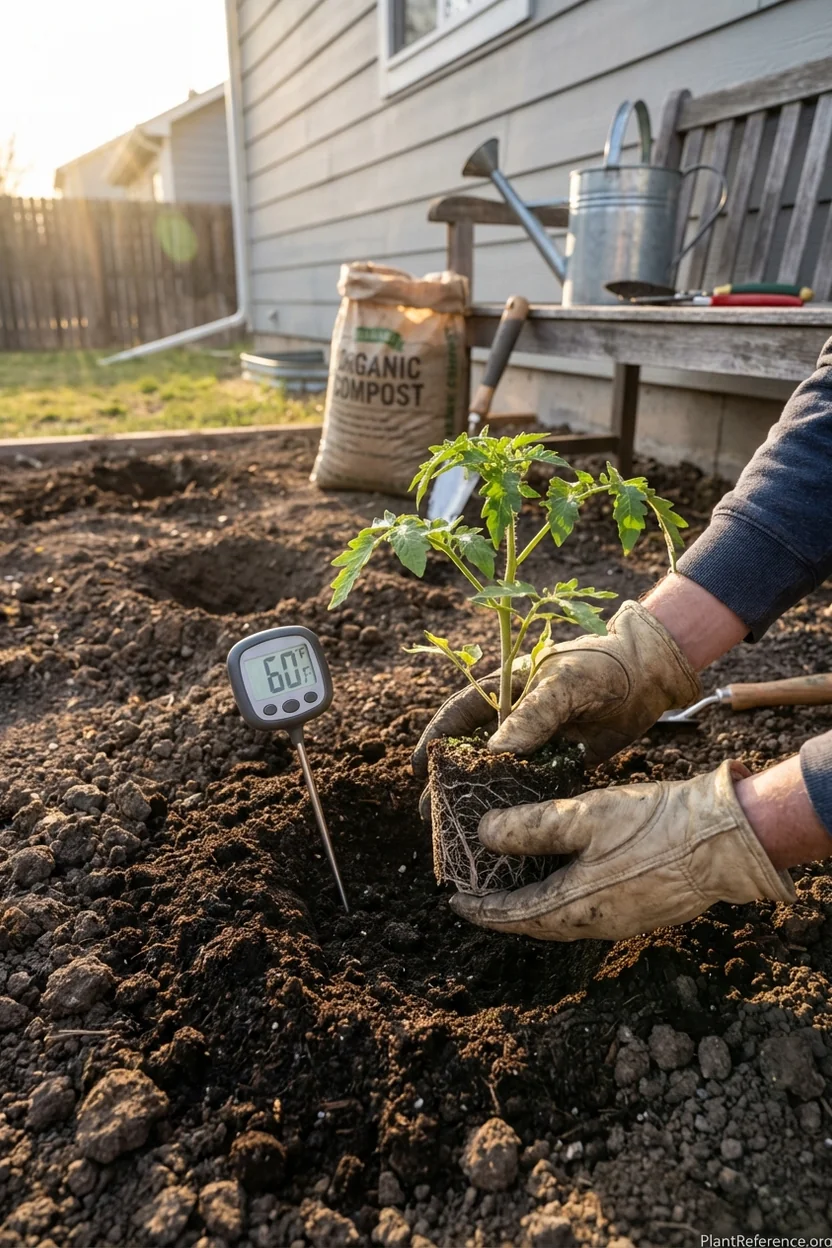 Proper soil temperature for transplanting tomatoes in Denver Zone 5a garden
