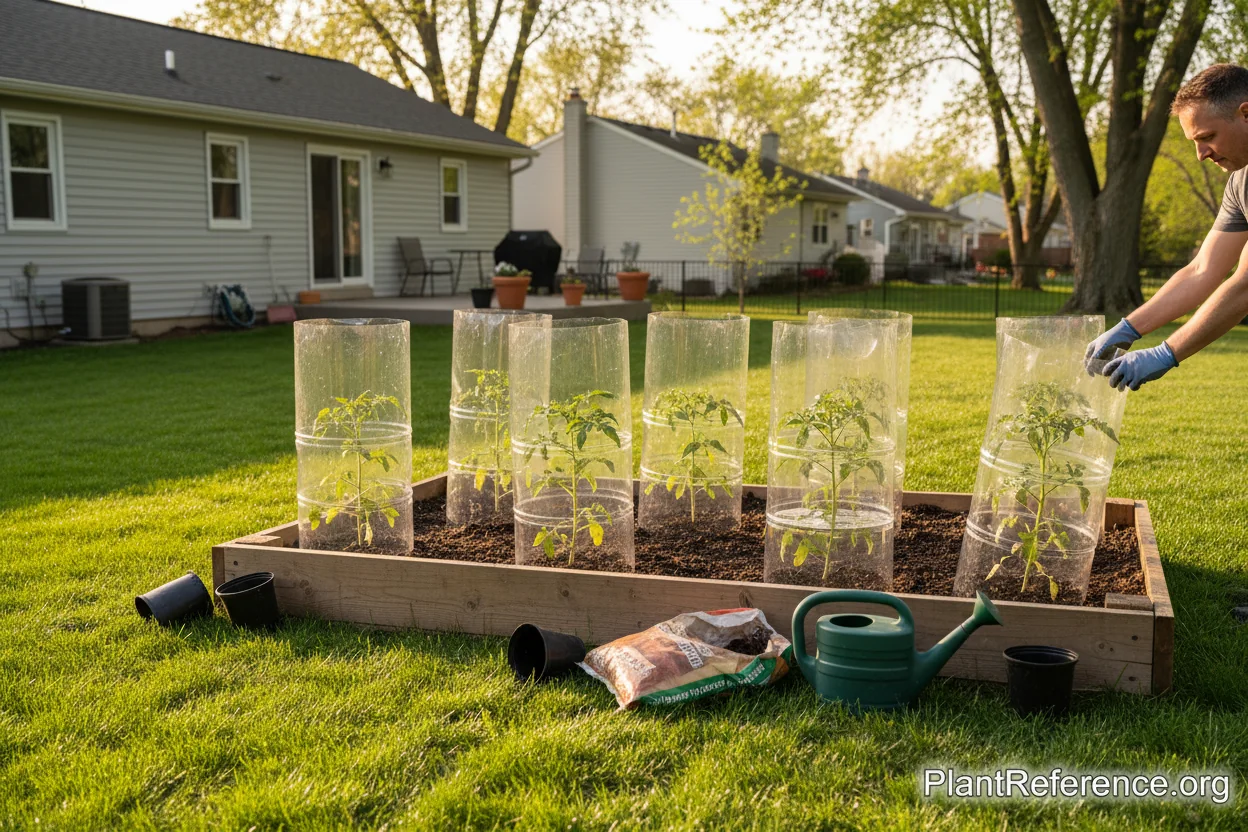 Protecting newly transplanted tomatoes in Indianapolis using season extension techniques