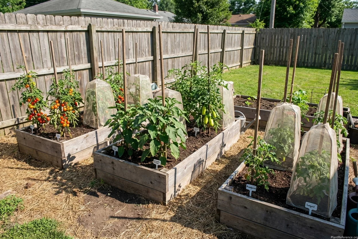 Best tomato varieties for Indianapolis Zone 5b showing different growth stages and fruit types