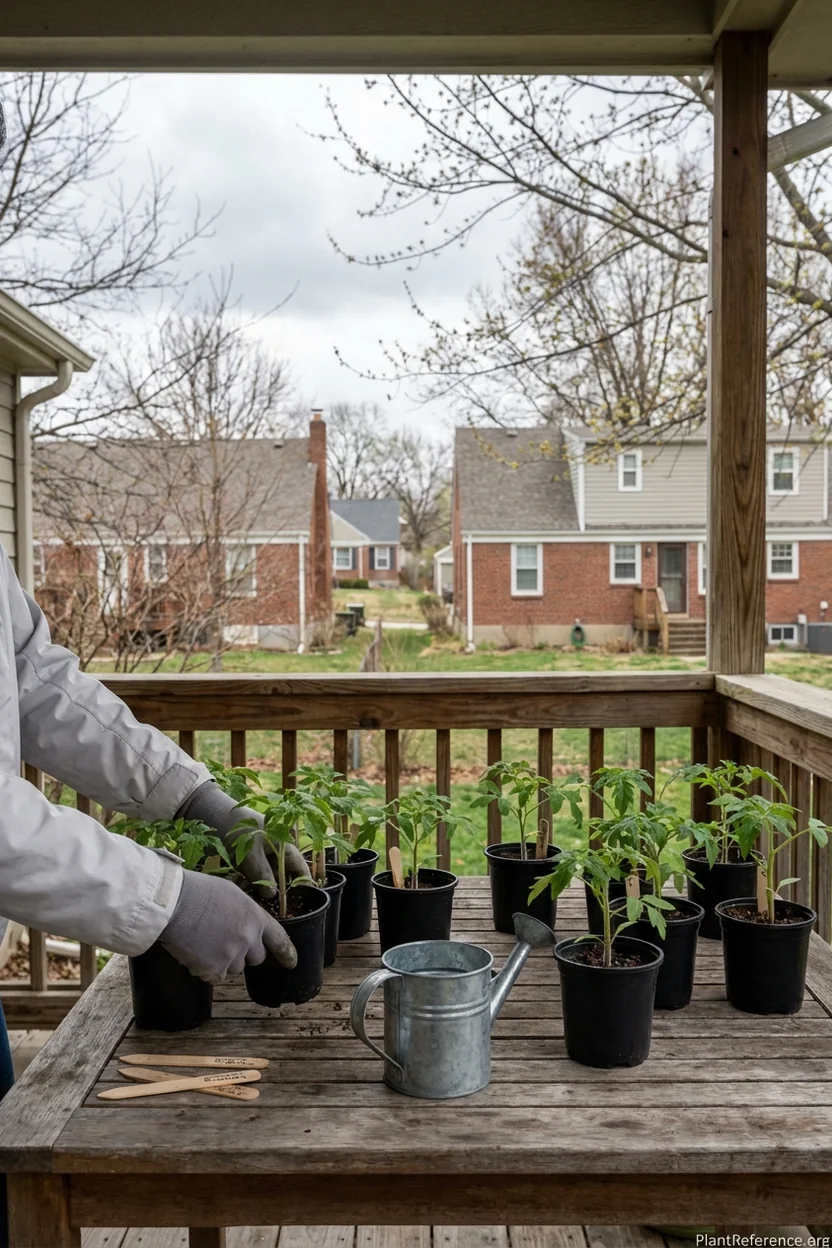 Hardening off tomato seedlings in Kansas City during April transition period