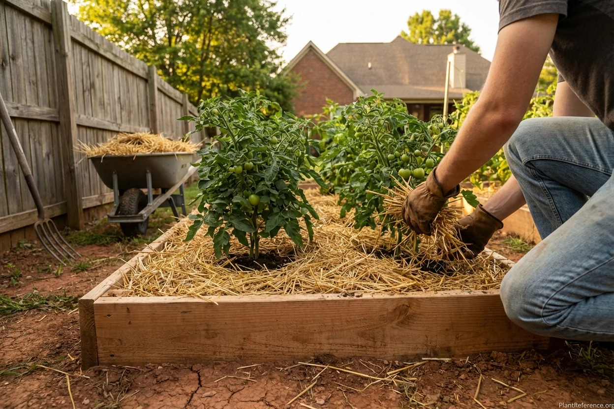 Proper mulching technique for tomatoes in Nashville Tennessee humid climate