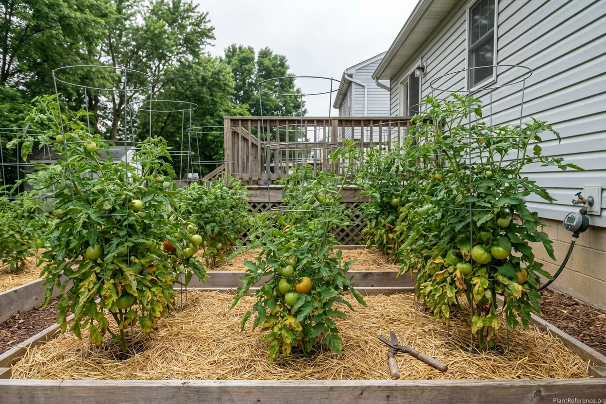 Proper tomato plant spacing and mulching techniques for Pittsburgh Zone 6b gardens