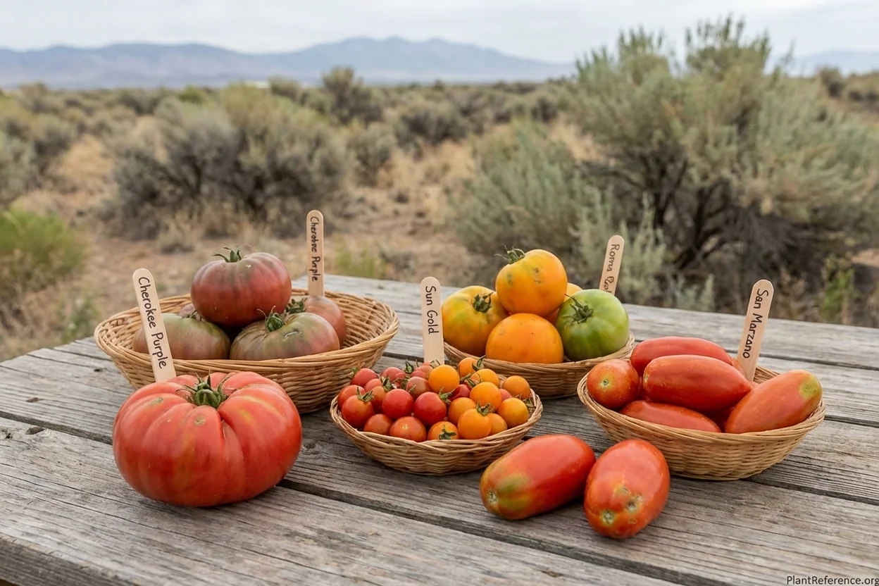 Best tomato varieties for Salt Lake City showing Early Girl, Cherokee Purple, San Marzano and other recommended varieties