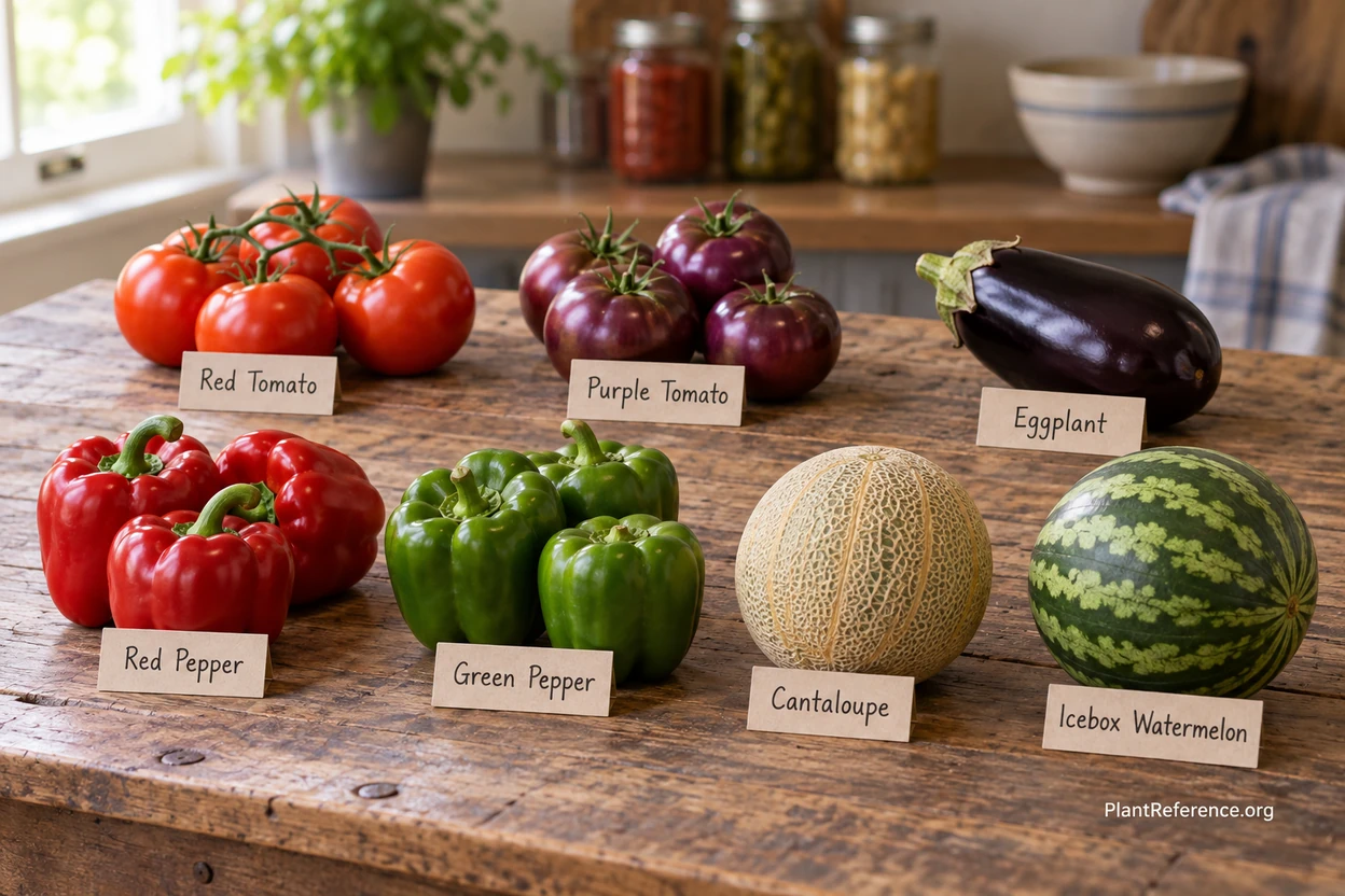 Heat-loving vegetable varieties for Yakima Valley including tomatoes peppers eggplant and melon