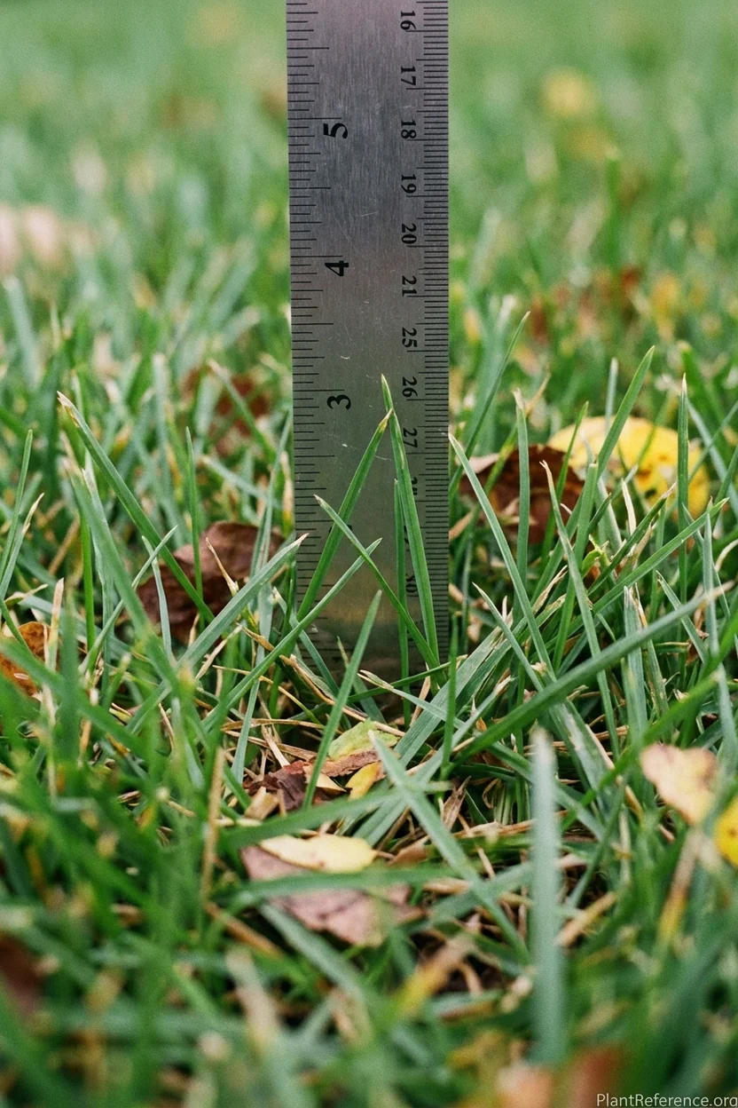 Cool-season grass mowed to 2.5 inches for final fall cut showing proper winter preparation height