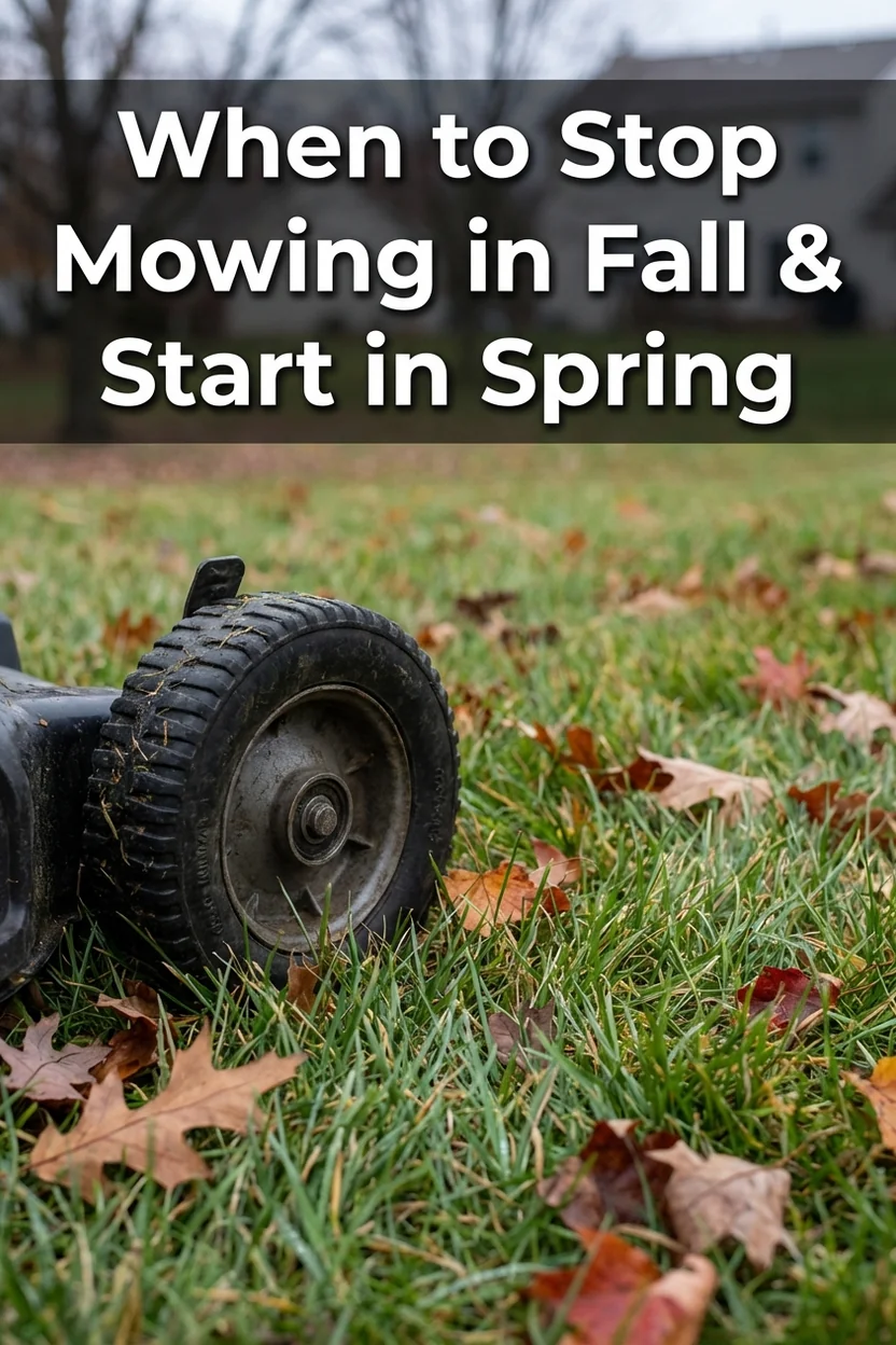 Guide showing when to stop mowing your lawn in fall and when to start again in spring