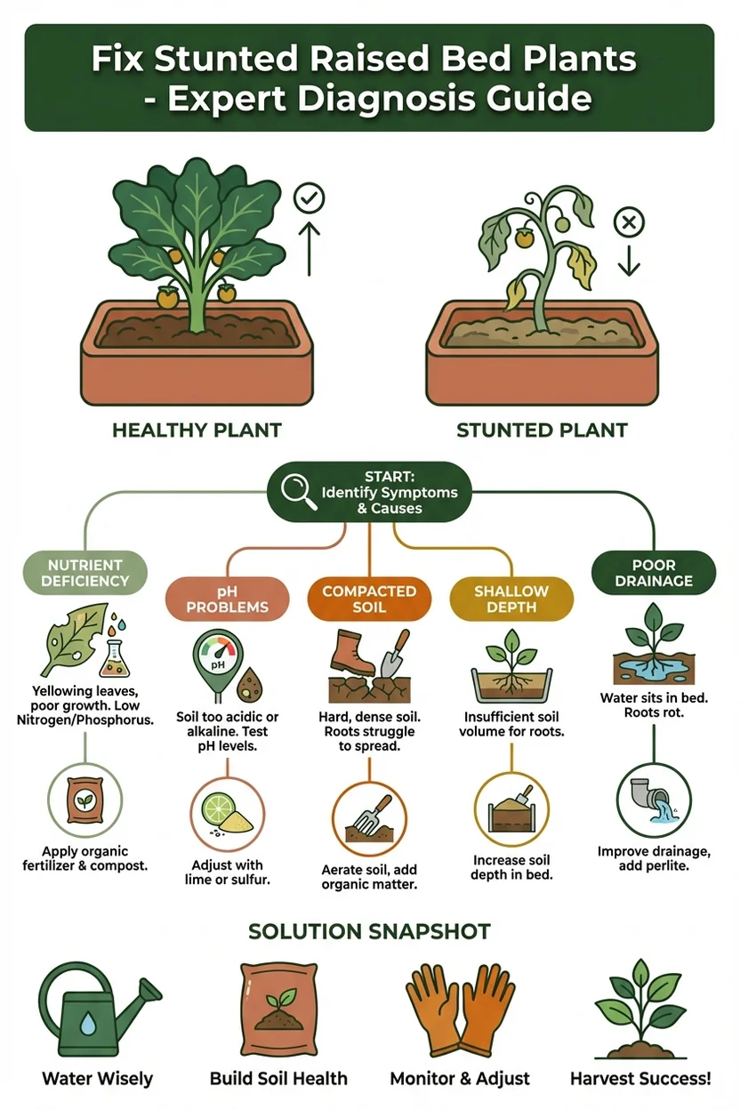 Diagnostic guide for fixing stunted raised bed plant growth problems