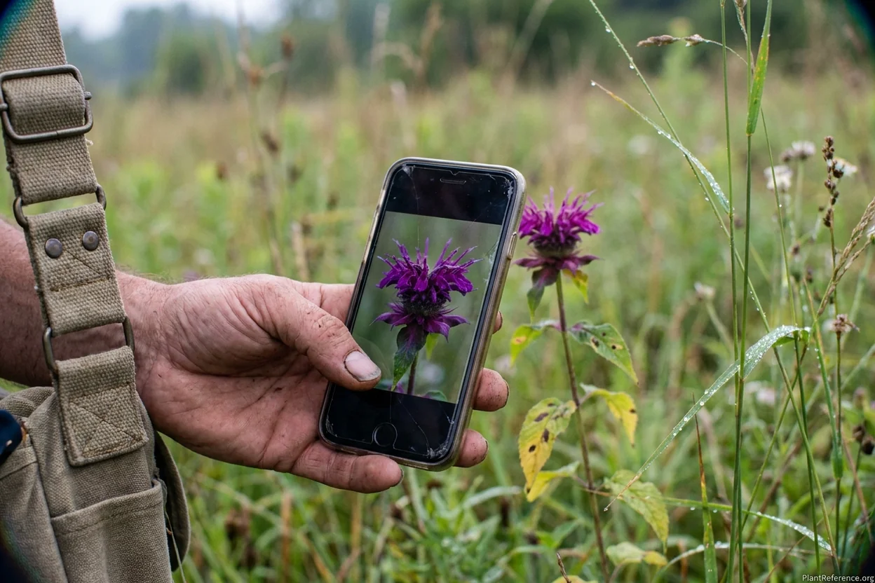 Photographing a purple wildflower in indirect light to capture true color for identification