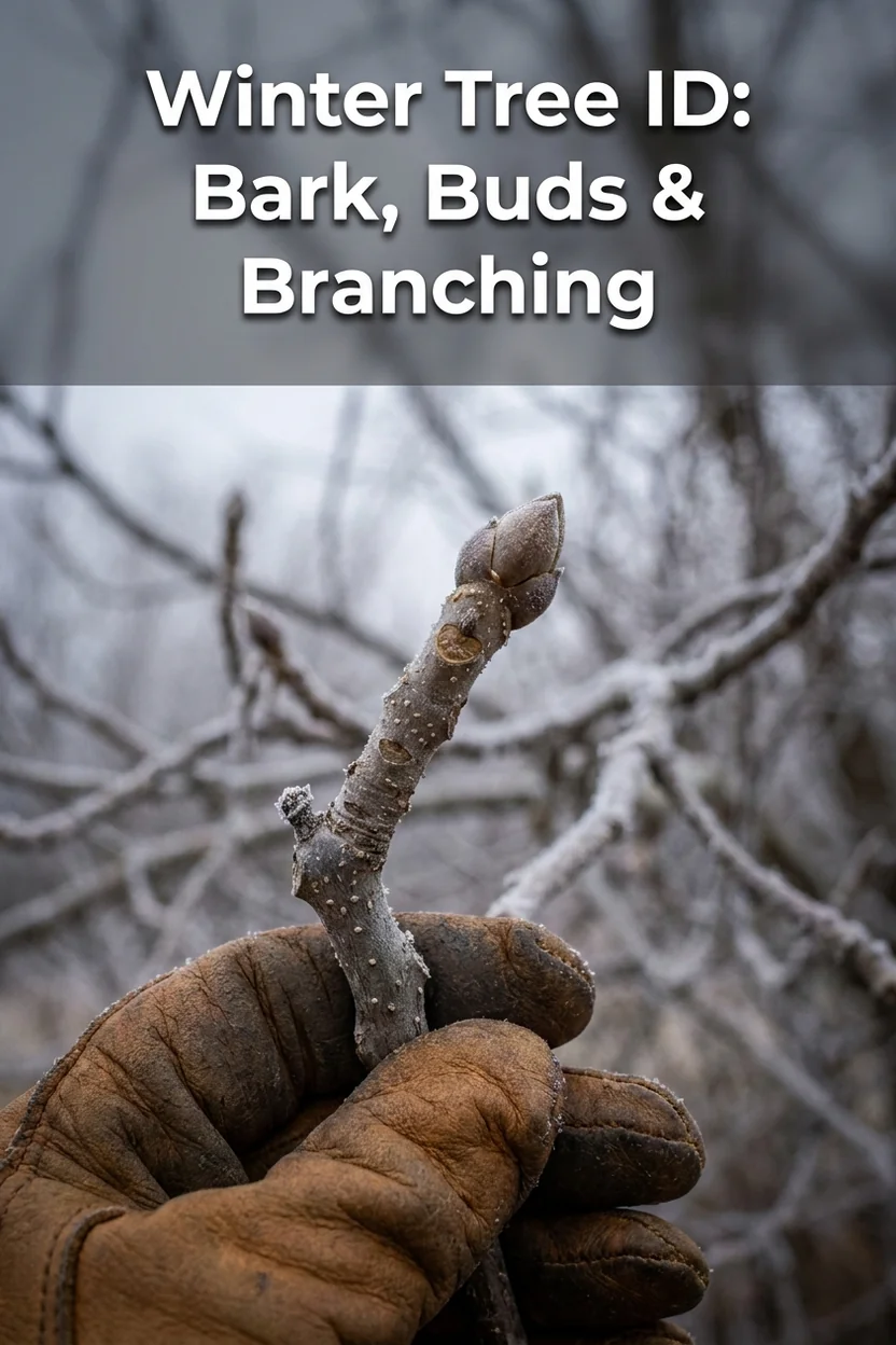 Winter tree identification guide using bark buds and branching patterns pin