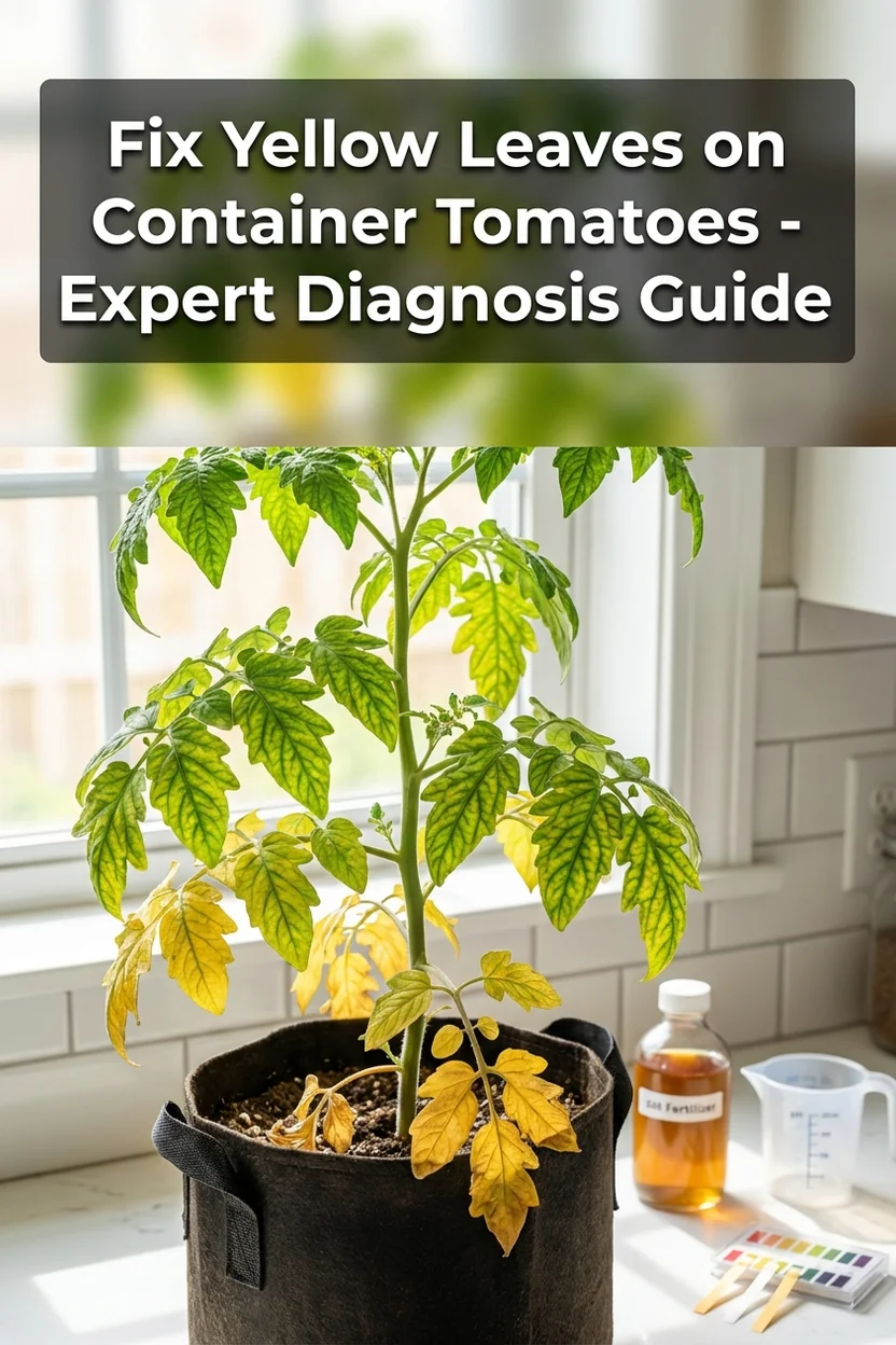 Container tomato yellow leaf diagnosis guide for nutrient deficiencies