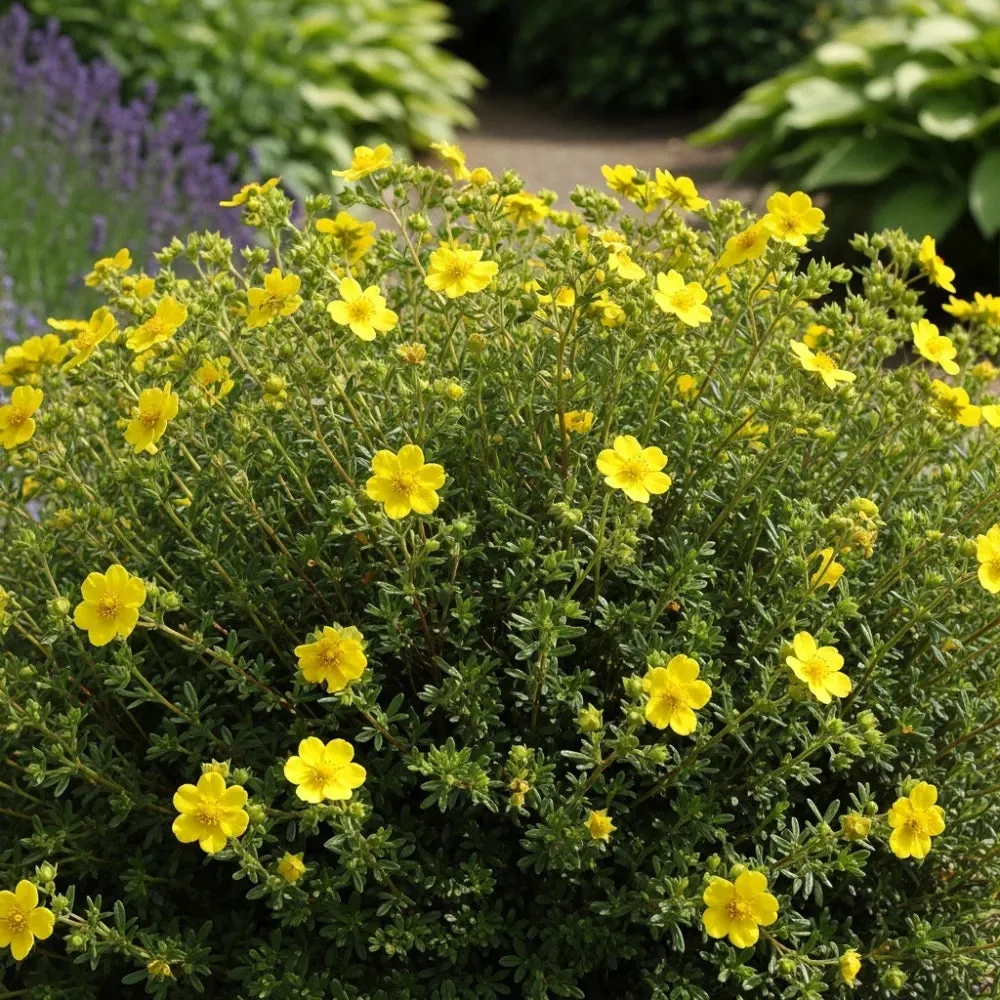 Potentilla fruticosa, shrubby cinquefoil — mounding deciduous (Rosaceae) (image 2 of 6)